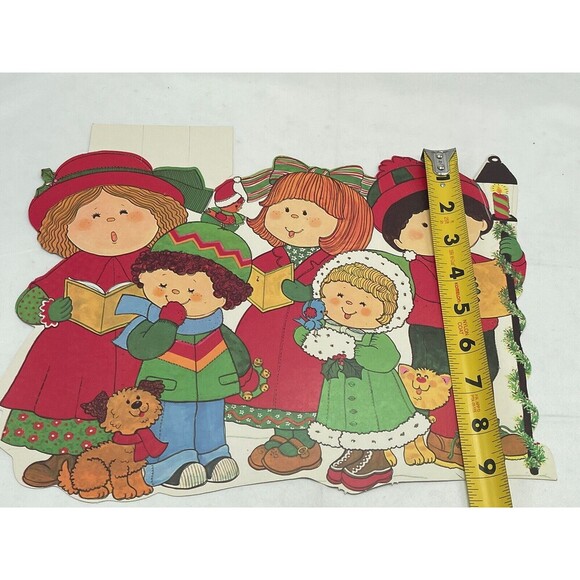Large Vintage Christmas Die Cut, Caroling Children, Eureka USA, Two-Sides, NOS - Picture 15 of 16